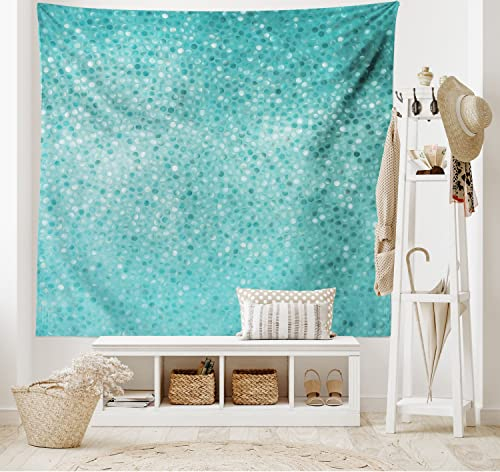 ABAKUHAUS Türkis Wandteppich, Kleiner Punkt Kacheln Form Einfaches klassisches kreatives Design, aus Weiches Mikrofaser Stoff Wand Dekoration Für Schlafzimmer, 230 x 140 cm, Türkis Seafoam