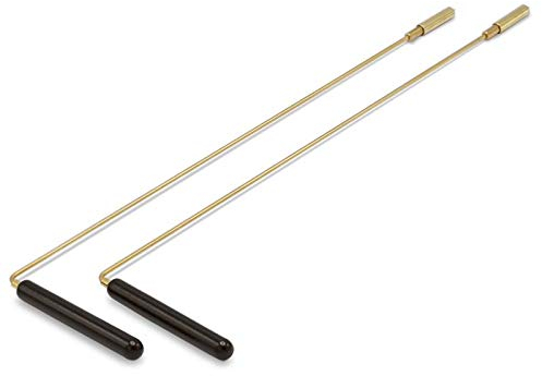 Baguettes parallèles de sourcier 40 CM - poignée de rotation - laiton et poignée BOIS + capuchon porte témoin