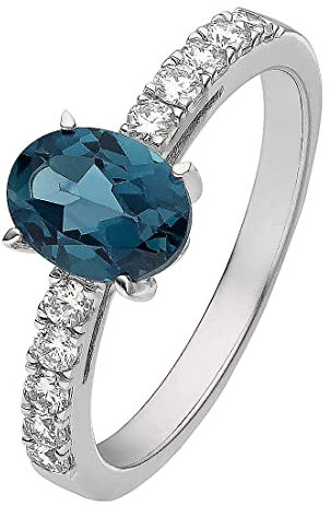 CHRIST Damen-Damenring 585er Weißgold 1 Topas