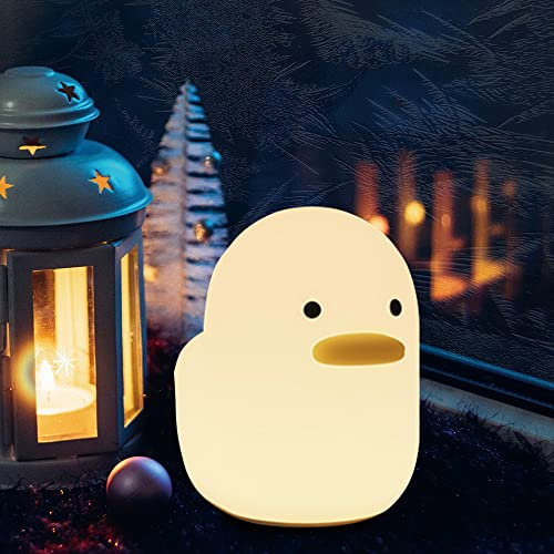 ipalmay LED Duck Night Light,Cute Animal Soft Silicone Nursery Kids Light Rechargeable Bedside Table Desk Night Lamp Birthday Gifts Room Decorations for Christmas