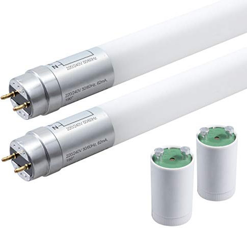 LED-Röhre 90cm 2er-Pack 11,5W 1.700 Lumen kaltweiß 6.500K G13 mit Starter für KVG/VVG