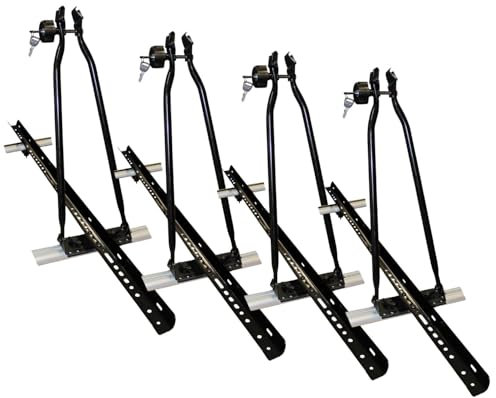 VDP Lot de 4 porte-vélos de toit + barres de toit VDP EVO en acier compatibles avec Audi A4 (B6) 4 portes 2000-2004