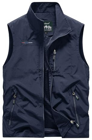 Oralidera Herren Outdoor-Weste Leichte Funktionale Arbeitsweste mit Vielen Taschen Anglerweste Jagd Wandern ärmellose Jacke Camping Fotografie Weste