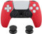 Coque de protection antidérapante en silicone pour manette de Playstation 5 Duelsense (rouge + 2 poignées)