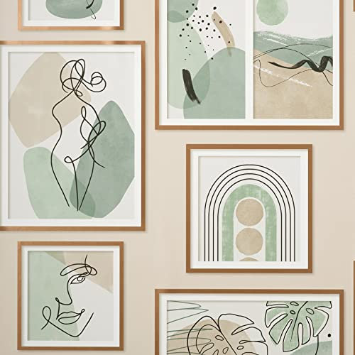 Crown Gallery Natural Wallpaper M1711 - Picture Frame Line Drawing Face Leaf