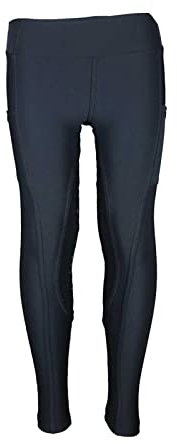 MS-Trachten Reitleggings Kinder Damen Kinderreitleggings Reithose Rosina Silikon (134/140, Schwarz)