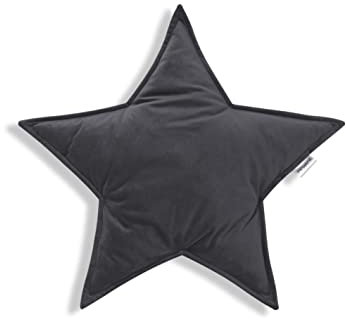 Bellochi Dekorative Kissen mit Antiallergische Füllung - Kuschelkissen - Zierkissen- aus Samt - Kinderkissen in Form Stern - Dunkles Graphit