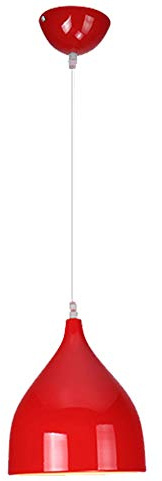 Mengjay Vintage Deckenleuchten Retro E27 Lampenfassung Leuchtmittel Metall Aluminium Lampenschirm Deckenlampe Semi-Flush Mount Pendelleuchte Hängeleuchte Restaurant Esszimmer Wohnzimmer (Rot, A)
