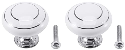 2 x Ceramic Door//Cabinet/Cupboard Knob Handle Drawer White