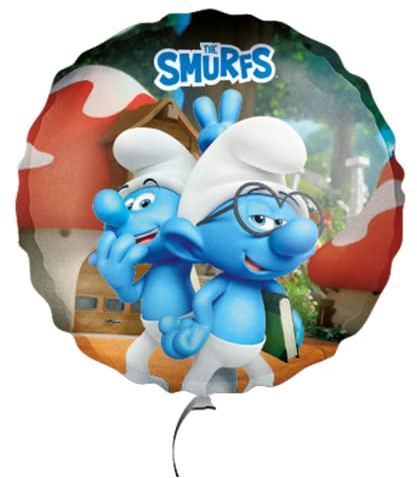 Party Factory `Schlümpfe´ Folienballon, Ø45cm, bunt, Schlaubi und Jokey Schlumpf, Heliumballon the Smurfs zum Geburtstag