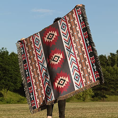 BCOTTOND Azteken-Decke, Südwest-Stammes-Tapisserie, Indianer-Dekor, indische Decken und Überwürfe für Couch, Stuhl, Sofa, Bett, Outdoor, Strand, Reisen, 127 x 177,8 cm