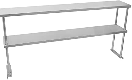 KuKoo Estantería de Doble Nivel para Mesa de preparación de Catering de 1,5 m, Banco de Cocina Comercial, Estante de Acero Inoxidable, Resistente, 150 x 75 x 30 cm (Ancho x Alto x Profundidad)