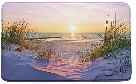 Ozean Strand Sonnenuntergang Badematte Topische Sonnenaufgang Strand Sand Küste Friedliche Natur Landschaft Druck Mikrofaser Memory Foam Soft Home Tür Badezimmer Matte/Badteppiche