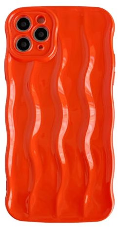 Caseative for iPhone 11 Pro Max Case,Water Ripple Pattern Curly Wave Frame Soft Compatible with iPhone Case (Orange,iPhone 11 Pro Max)