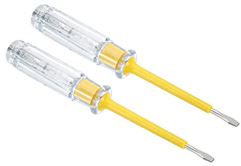 PATIKIL Voltage Tester AC 150-250V Contact Electrical Detector Slotted Screwdriver Tester Pen with Neon Tube, Clear Yellow, Pack of 2