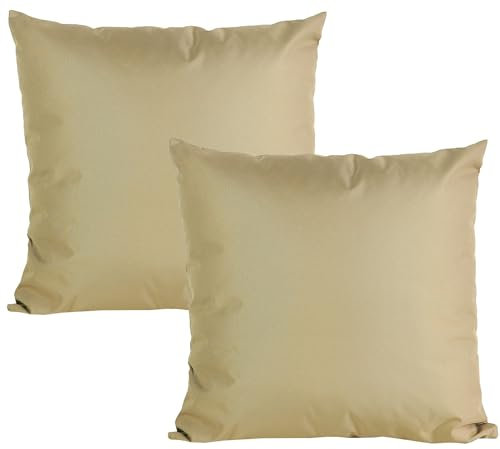 JACK 2er Set Outdoor Kissenhülle Kissenbezug 50x50cm Wasserfest Sitzkissen Lounge Kissen Garten Stuhl Lotus Effekt, Farbe:Taupe