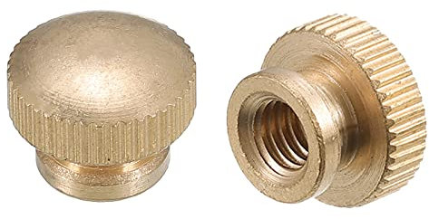 QUARKZMAN Zigrinato Pollice Dadi, 5pz M6 x D14mm x H11mm Ottone Zigrinato Dado con Collare Alto Testa Cieco Foro Zigrinato Pollice Dadi per Stampante 3D Parti