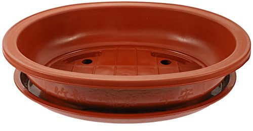 DOITOOL Bonsai Training Pots with Drainage Tray, 15 Inch Oval Bonsai Planter Pot Plastic Bonsai Plants Growing Pot Bonsai Tree Pots Flower Pot for Indoor Outdoor Garden Yard