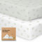 2er-Pack Bio Bambus Spannbettlaken für Kinderbett - 97x66 Pack n Play Spannbettlaken Babybett, Atmungsaktive Baby Spannbettlaken, Playard Bettlaken Kinder für Jungen und Mädchen (Elly)