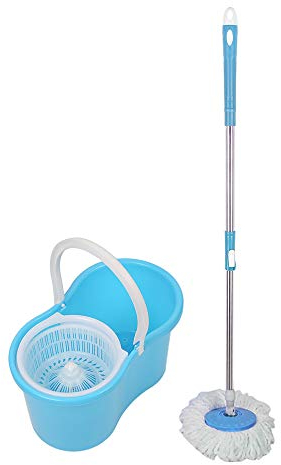 Set Eimer und Wischmopp aus Mikrofaser, zerlegbarer Eimer und magischer Mopp, 360 ° drehbar, mit austauschbarem Besen