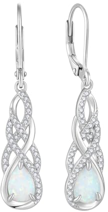 FJ Opal Hängend Ohrringe 925 Sterling Silber Tropfen Hängend Ohrringe Schmuck Geschenke für Damen Frauen Mutter Freundin Mama