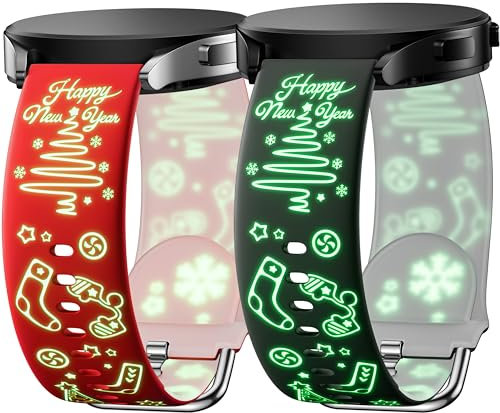 Charlam 2 Pack Floral Gravé Bracelet Compatible avec Samsung Watch 4/5/ 6, 20mm Silicone Sport Bracelets pour Galax Watch 4 5 6 40mm 44mm /Active 2/ Active/Watch 3 41mm pour femmes et filles