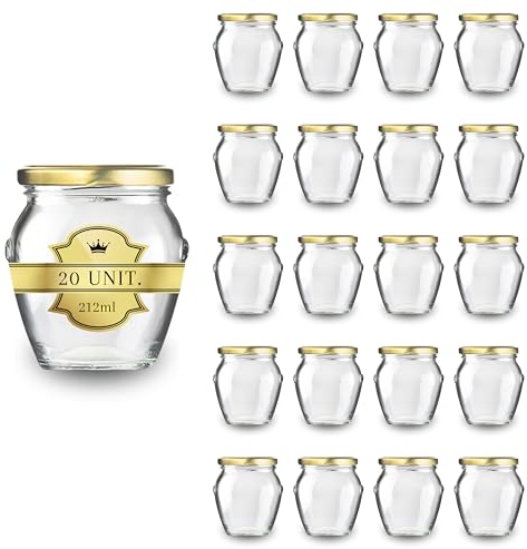 Espirito Rebelde 20 Pots de Yaourt en Verre avec Couvercles 212 ml - Pots de Yaourt, Petits Pots de Conservation pour Bébé, Verres à Dessert avec Couvercle