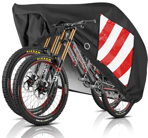 Caravan Bicycle Protective Cover Rear Mount with Bag Bicycle Cover Waterproof with Lock Holes for 2 Bicycles Bicycle Cover Caravan with Warning Sign Bag Not Warning Sign 200 x 85 x 110 cm