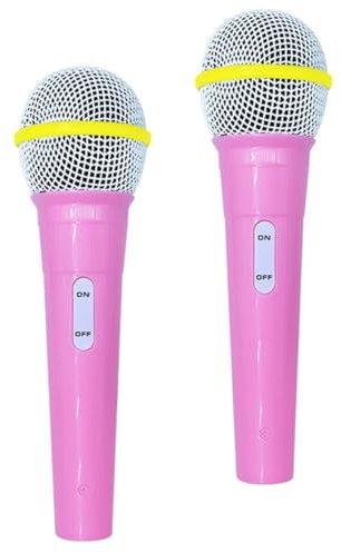 AOKWAWALIY 2pcs Microphone Model Pretend Play Pink Accessories Plastic Prop for Karaoke Christmas Party Stage