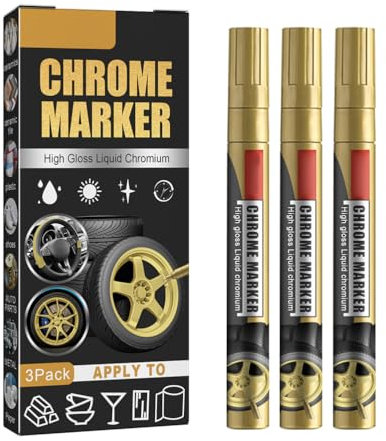 Chrom-Markierungsstift, 3 Stück, Auto-Reparatur-Lack, Kratzer-Entferner, Lackstift, Hochglanz-Flüssig-Chrom-Marker, Chrom-Markierungsstift (1)