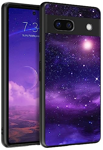 DOMAVER Case for Google Pixel 7a, Google Pixel 7a Slim Fit Luminous Glow in The Dark Nebula Space Luminous Slim Lightweight Thin Anti-Slip Bumper Flexible TPU Phone Case - Shining Nebula