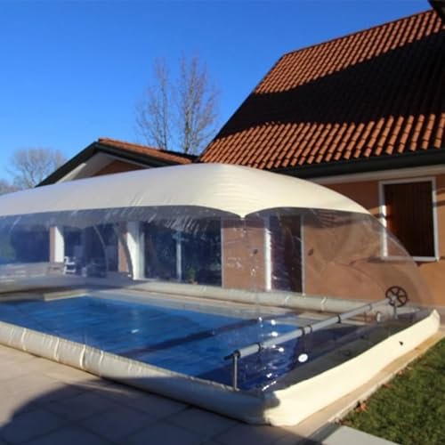 GLWJXSD Couverture De Piscine Gonflable Extérieure Couverture À Bulles Transparente, Tente De Dôme Rectangulaire en PVC Couverture De Piscine Gonflable À Bulles Transparentes,11 * 6 * 3M