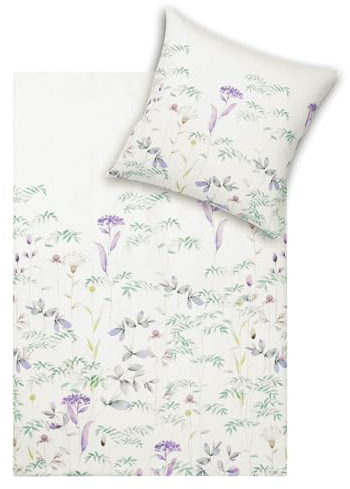 ESTELLA Bettwäsche Greenfield 4807 525 Gras Grün Blüten Gräser Blumen Blätter Pflanzen, Größe:155 cm x 220 cm