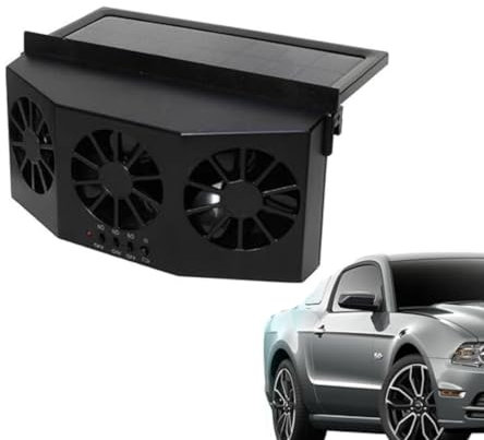 The New Solar Car Cooling Artifact Air Circulation Exhaust Fan, Car Window Fan Solar Powered, 3 Cooler Car Fan Solar Energy, Solar Car Fan, Car Window Fan, Window Air Vent Exhaust Fan (Black)