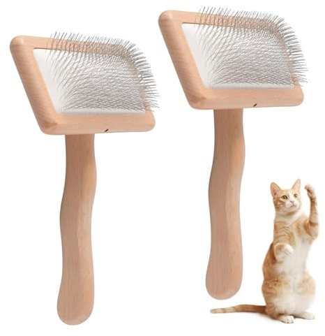 Holz Wolle Carder Hand Carders, 2 Stück Sanfte Weiche Nadelbürste, Zupfbürste für Hunde, Spinnen und Weben, Kartenbürsten für Nadelfilzen Wolle