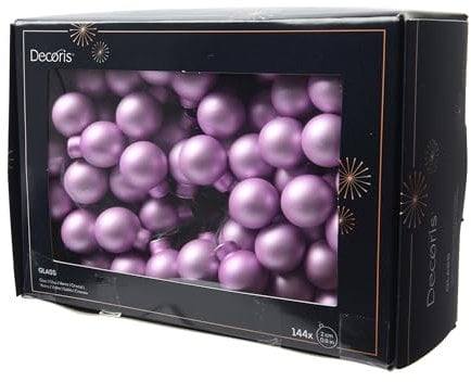 Kaemingk Weihnachtskugeln am Draht Glas 2cm x 144 Stück Spiegelbeeren Matt - kleine Dekokugeln - Christbaumschmuck & Weihnachtsdeko - Helllila