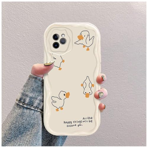 Anatra Custodia Onda Silicone Morbido Compatibile con iPhone 12 Bianco Cover