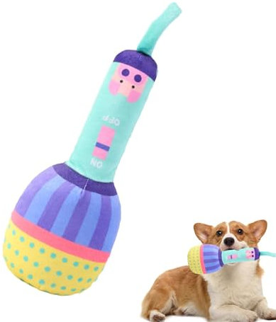 Dog Chew Toy | Microphone Shape Stuffed Sound Chew Toys,Cute Puppy Toys for Relaxing, Playing, Flexible Pet Toys for Teeth Clean