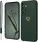 Mitetabo für Samsung Galaxy S24 FE Hülle Silikon mit Gold Liebesherz,Handyhülle Samsung Galaxy S24 FE 5G Dünn Gold Love Schutzhülle Slim Kratzfeste Rundumschutz Case für Samsung S24 FE Nachtgrün