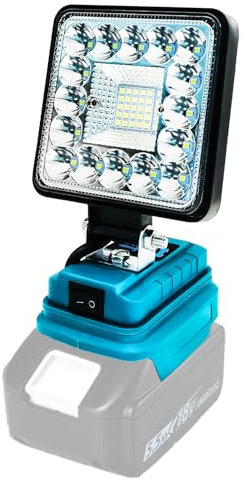 Akku Lampe Für Makita 18V, 48W 3800LM Led Arbeitsleuchte, Led Strahler Tragbares Flutlichter Baustellen Lampe,Akku Scheinwerfer mit 2 USB Für Camping, Autoreparaturen, Notfall(Ohne Akku)