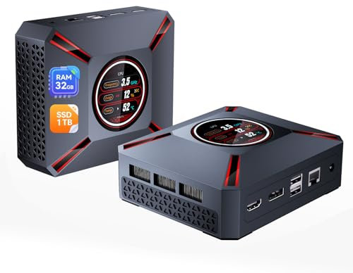 Mini Gaming PC,LED Display Core i9-12900HK (up to 5.0GHz), 32GB RAM, 1TB SSD, Windows 11 Pro, 8K DP & 4K HDMI Wi-Fi 6 & BT5.2, High Performance Desktop Mini Tower Computer for Gaming & Productivity