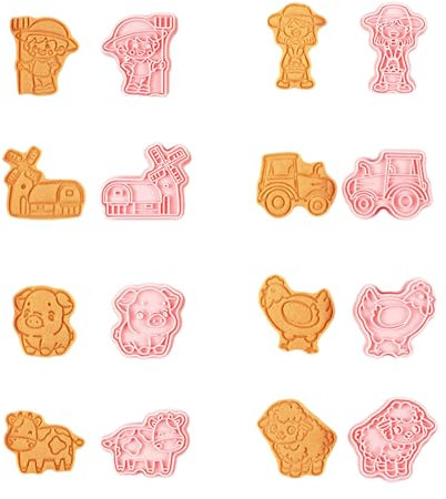 8 moldes para galletas, accesorios para hornear, molde para animales de granja, moldes para galletas, accesorios para hornear