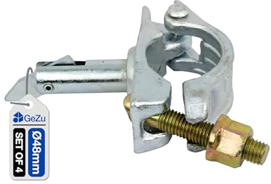 GeZu Impex Accoppiatore con Bullone 48 x 48 mm Set di 4 | Zincati a Caldo Morsetti per Tubi di Costruzione in Acciaio per Impalcature Raccordo per Giunti