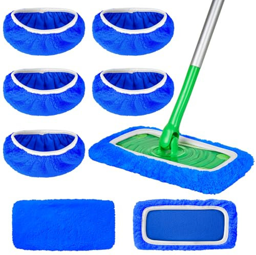 Confezione da 5 panni riutilizzabili in 100% cotone, compatibili con Swiffer Sweeper Mop, copertura piatta per mocio bagnato e asciutto, lavabili per la pulizia di superfici/pavimenti in legno duro