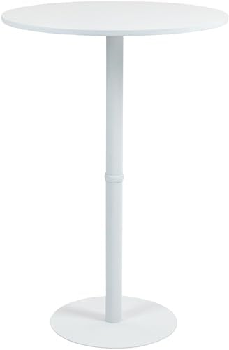 CLP Stehtisch Hereford rund I Metalltisch mit runder Tischplatte aus Holz I Standsicherer Bistrotisch | Farbe weiß/weiß Größe 75 cm