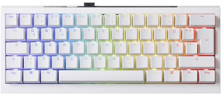 Ducky One X Mini Wireless Gaming Tastatur Weiß – 60%, Induktive Switches, Tri-Mode-Konnektivität USB-C, 2.4GHz, Bluetooth, Rapid Trigger, Einstellbare Auslösung, RGB, ISO deutsch