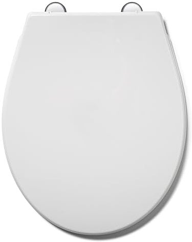 Croydex Vivara White Toilet Seat - Made from Resilient Polypropylene with Adjustable Hinges to Fit Standard Toilets, Bottom Fix Only with Durable Stainless Steel Hinges, All Fittings Included (Oval)