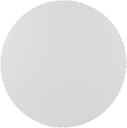 Commerline 500 Stück Tortenunterlage, Ø 28 cm Runde Kuchenplatte, Weiß Tortenplatte, Lebensmittelecht, Pappe Cakeboard, Einweg, Tortenunterlagen für Kuchen und Torten