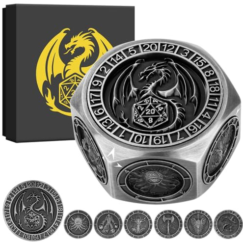 Achtseitiger DND Würfelroulette mit Geschenkbox, Silber