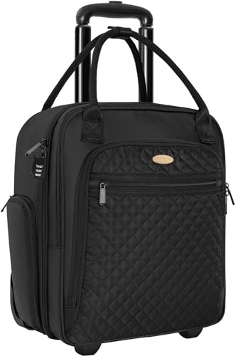 FREEAMG Travel Backpack with Wheels, 15.6 Inch Laptop Wheeled Backpack, Carry on Trolley Suitcase Black Computer Bag for Business, College, and Work Overnight -42x32.5x21CM (Black)
